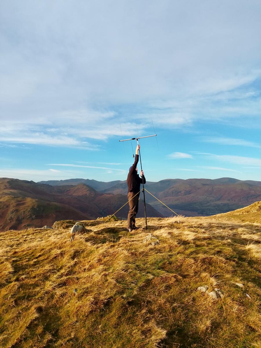 Richard M8XGO operating amateur radio portable on the Lake District fells