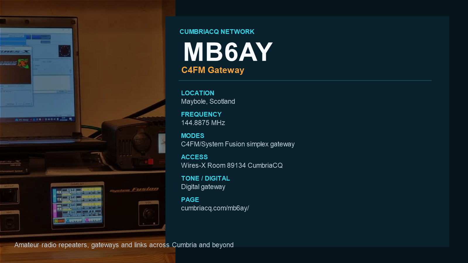 MB6AY CumbriaCQ gateway information card