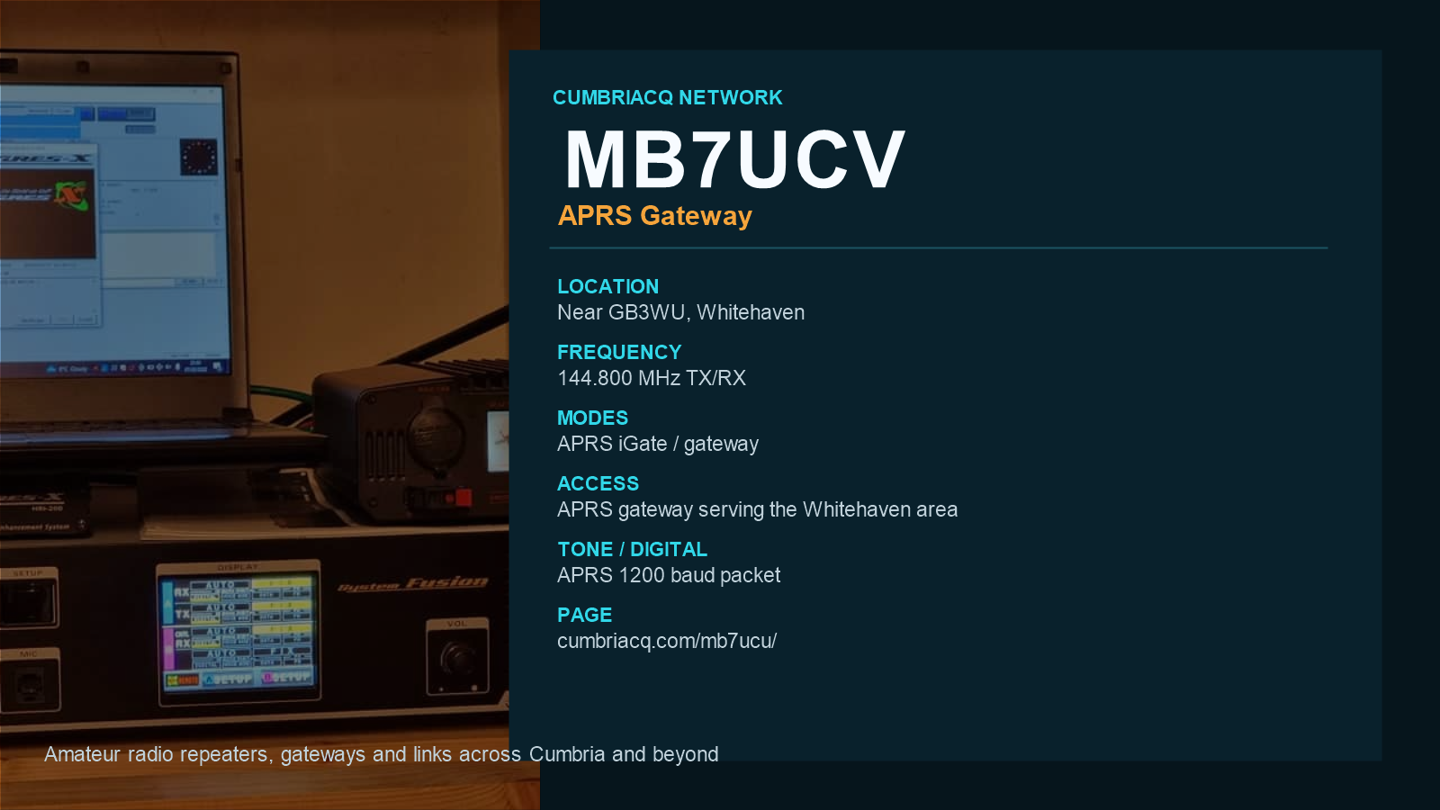 MB7UCV CumbriaCQ APRS gateway information card